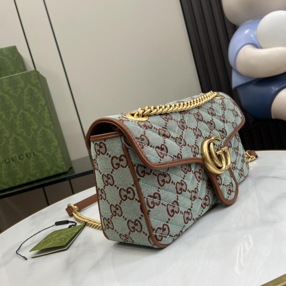 Borsa a tracolla piccola in denim Gucci GG Marmont