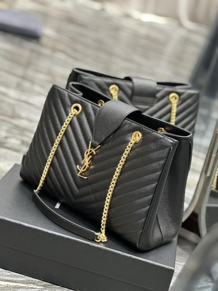 SAINT LAURENT [Nero] Borsa tote grande in pelle di vacchetta