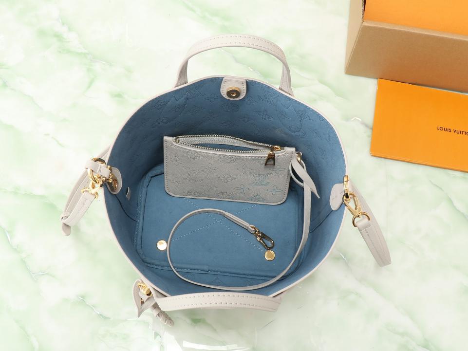 Louis Vuitton top ordine originale M12088 borsa a secchiello in pelle piena bianca Blossom piccola borsa tote 6403)